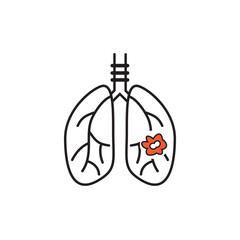 Lungs cancer line color icon.  Oncology. Isolated vector element. Outline pictogram for web page, mobile app, promo. 