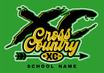 cross country team design with arrow for school, college or league sports