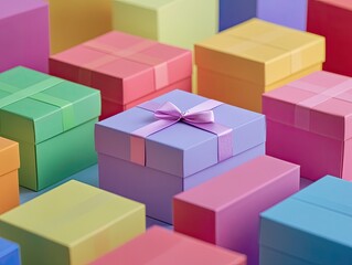 Fototapeta premium Colorful Gift Boxes for Pastel Background.