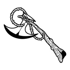 rustic axe with rope illustration