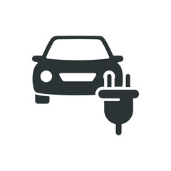 Electric car icon. Solid glyph series icon