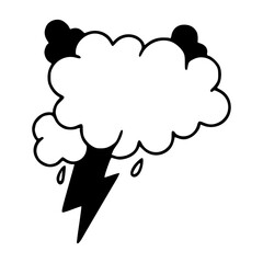 thunderstorm cloud with lightning and rain