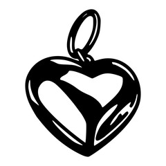 black and white heart shaped pendant vector