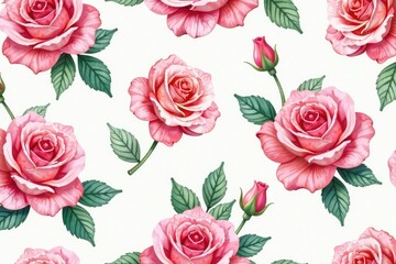 Delicate watercolor roses, repeating seamlessly , pink, seamless, celebration