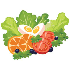 Vector illustration of healthy salad ingredients
