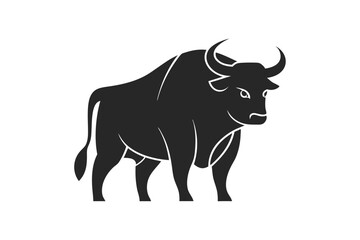 Bull vector silhouette illustration isolated on white background