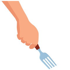hand holding a fork