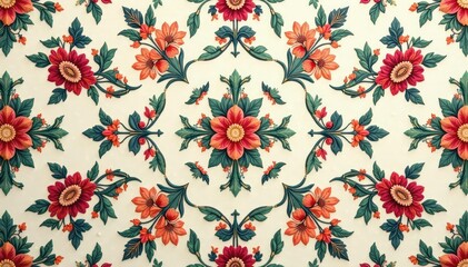 Intricate floral damask pattern in muted tones , decoration, fabric, repeat