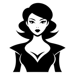 Silhouette of a Beautiful woman, A black silhouette depicting a woman isolated on transparent background