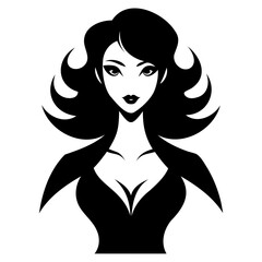 Black Bold feminine silhouette isolated on transparent background