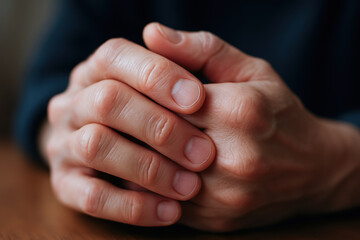 Calm hands resting together reflect moment of contemplation amidst stagnation in economy