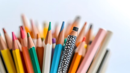 Fototapeta premium Colorful Pencils Close Up Art Supplies Creativity
