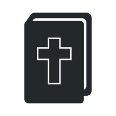 Fototapeta premium Bible with a simple cross. Emblem for a local church. Flat vector illustration isolated on white background.