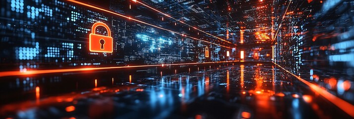 Fototapeta premium cybersecurity network security digital data protection and encryption visuals