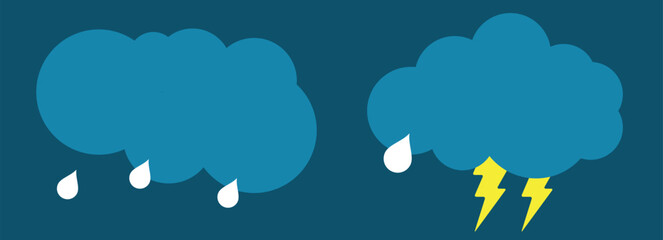 Thundercloud icon set. Flat vector illustration isolated on white background.