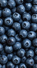Closeup Fresh Dewy Blueberries Glistening Water Droplets Packed Composition