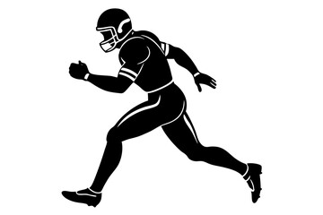 American football player running vector silhouette illustration isolated on white background