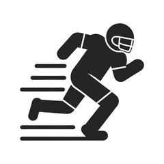 American football player running icon and logo vector silhouette illustration isolated on white background