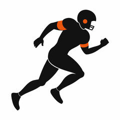 American football player running vector silhouette illustration isolated on white background