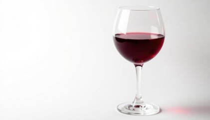Rich red wine in a glass, pristine white backdrop, still life, white background, image