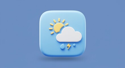 Weather Icon Sunny Cloud Rain Lightning