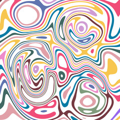 ABSTRACT ILLUSTRATION MARBLED TEXTURE LIQUIFY PSYCHEDELIC COLORFUL DESIGN. OPTICAL ILLUSION BACKGROUND VECTOR DESIGN