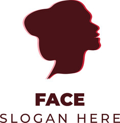 Idea & Mind Symbol – Human Profile Vector in Dark Crimson