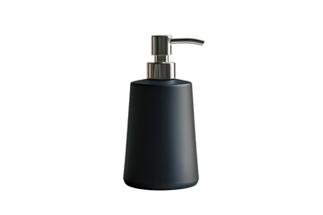 Obraz premium Sleek dark grey soap dispenser with a modern chrome pump elegant bathroom accessory minimalist on transparent background
