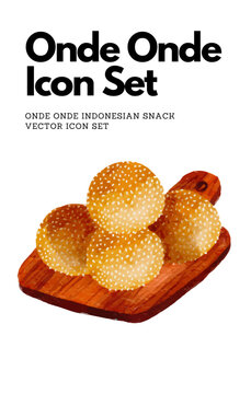 Onde onde indonesian snack logo vector Icon set
