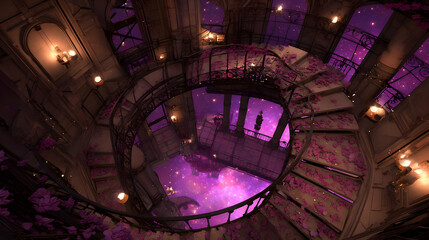 Obraz premium winding through a dimension of shimmering galaxies and radiant fractals