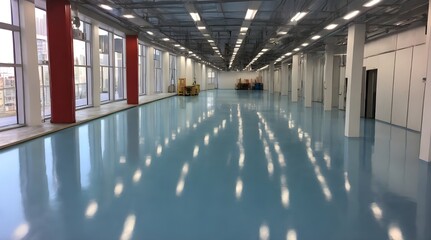 Epoxy resin flooring for commercial use, multiple resilient layers.generaive.ai
