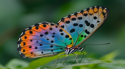Obraz premium Vibrant Rainbow Butterfly Wings Close Up Macro Photography