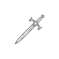Vintage Sword Drawing in Classic Sketch Style With Vector