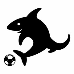 Shark playing soccer icon vector silhouette illustration isolated on white background