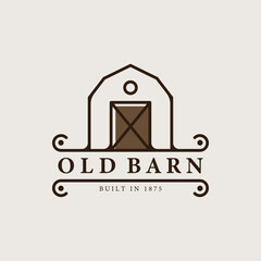Obraz premium minimalist retro barn house line art logo vector vintage illustration design