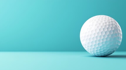 Golf ball action on turquoise background sports photography minimalistic environment close-up view