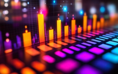 Fototapeta premium vibrant digital soundwave equalizer with colorful lights for music and audio visuals