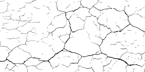 High-Resolution Vector Texture of Dry Cracked Earth with Transparent Background – Grunge Distressed Overlay Featuring Natural Split Lines and Soil Fractures	
