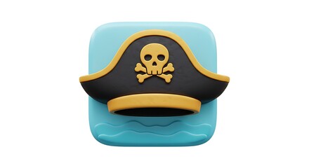 Pirate Hat Icon Blue Background