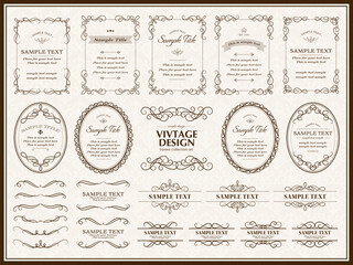 エレガントなカリグラフィのヴィンテージフレームセット