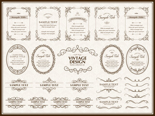 エレガントなカリグラフィのヴィンテージフレームセット