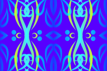 Beautiful classic design colourful background with light glow line art pattern of indonesian culture traditional batik