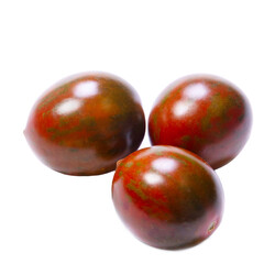 Isolated photo of cherry tomatoes of unique color: red with dark green overlay (striping)for a 