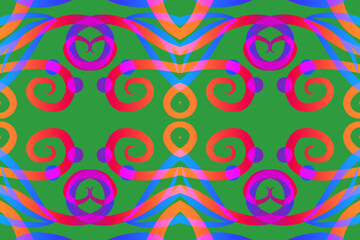 Beautiful classic design colourful background with light glow line art pattern of indonesian culture traditional batik