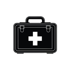 Black silhouette of a first aid kit with a white medical cross vector Art & Illustration