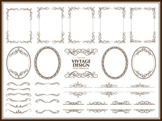 エレガントなカリグラフィのヴィンテージフレームセット