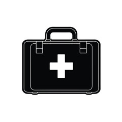 Black silhouette of a first aid kit with a white medical cross vector Art & Illustration