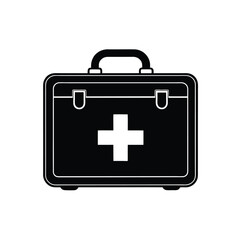 Obraz premium Black silhouette of a first aid kit with a white medical cross vector Art & Illustration