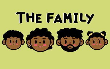 Cute A Lovely African's Family Characters 