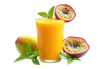 Fototapeta premium Refreshing Mango Passion Fruit Smoothie a vibrant tropical blend perfect for summer featuring on transparent background